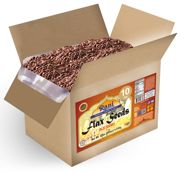 Rani Flax Seeds Whole Raw (Alsi, Linum usitatissimum) 160oz (10lbs) 4.54kg Bulk Box ~ All Natural | Gluten Friendly | Non-GMO | Kosher | Vegan | Indian Origin