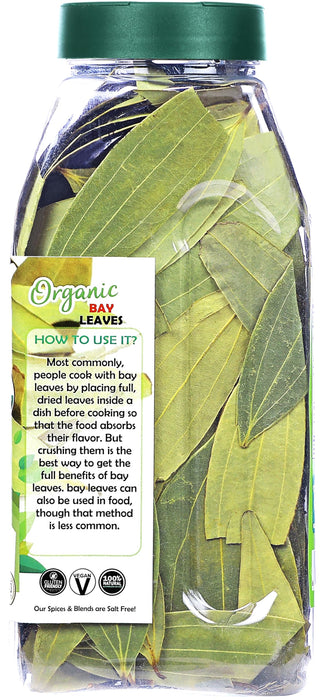 Rani Organic Bay Leaves (Tej Patta) Whole Spice Hand Selected Extra Large 2.5oz (70g) PET Jar ~ All Natural | Gluten Friendly | NON-GMO | Vegan | Indian Origin | USDA Certified Organic