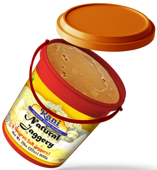 Rani Natural Jaggery (Gujarati Soft Jaggery) 32oz (2lbs) 908g Bulk Bucket ~ Gluten Friendly | Vegan | NON-GMO | Kosher | No Salt or fillers | Indian Product