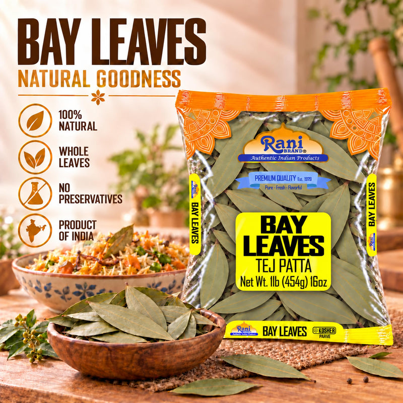 Rani Bay Leaf (Leaves) Whole Spice Hand Selected Extra Large 16oz (1lb) 454g Poly ~ All Natural | Gluten Friendly | NON-GMO | Kosher | Vegan | Indian Origin
