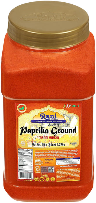 Rani Paprika (Deggi Mirch) Spice Powder, Ground 80oz (5lbs) 2.27kg Bulk PET Jar ~ All Natural, Salt-Free | Vegan | No Colors | Gluten Friendly | NON-GMO | Kosher | Indian Origin