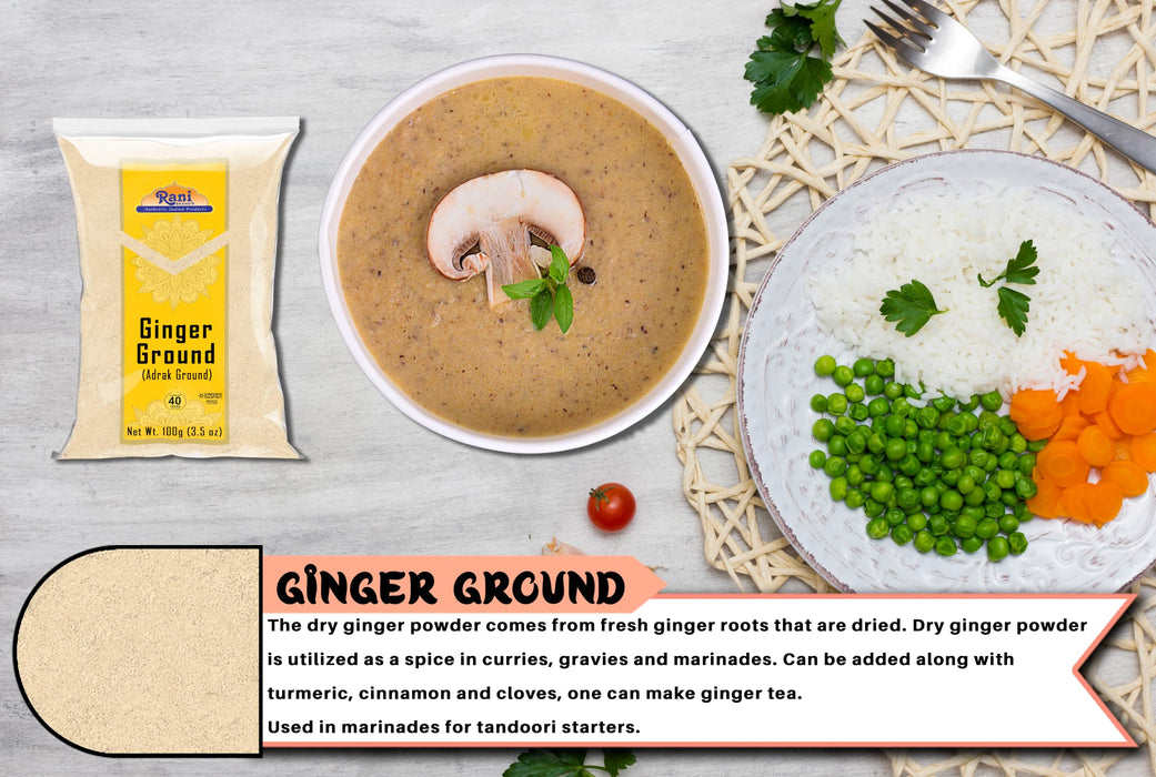 Rani Ginger (Adarak) Powder Ground, Spice 3.5oz (100g) ~ Natural | Vegan | Gluten Friendly | NON-GMO | Kosher | Indian Origin