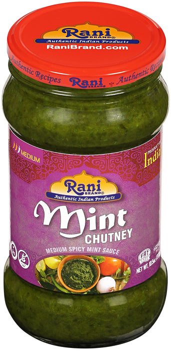 Rani Mint Chutney (Podina) 10.5oz (300g) Glass Jar, Ready to Eat ~ Vegan | Gluten Free | NON-GMO | Kosher | No Colors | Indian Origin
