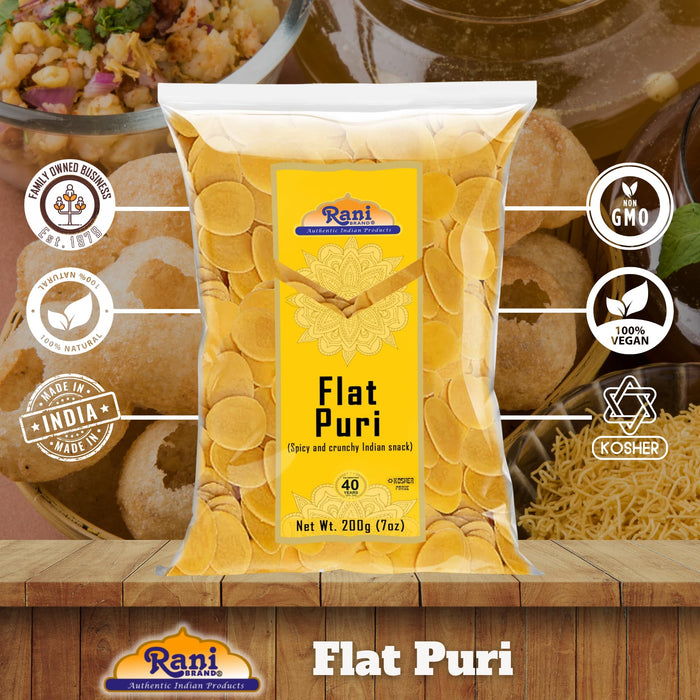 Rani Pani Puri Coins 7oz (200g) 80-85 Coins ~ Uncooked, Microwaveable wheat and Semolina Coins ~ All Natural | Vegan | NON-GMO | Kosher