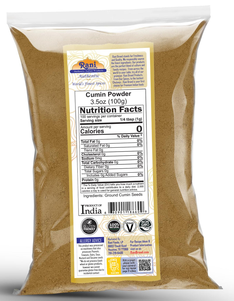 Rani Cumin (Jeera) Powder Spice 100g (3.5oz) ~ All Natural | Vegan | Gluten Friendly | NON-GMO | Kosher | Indian Origin