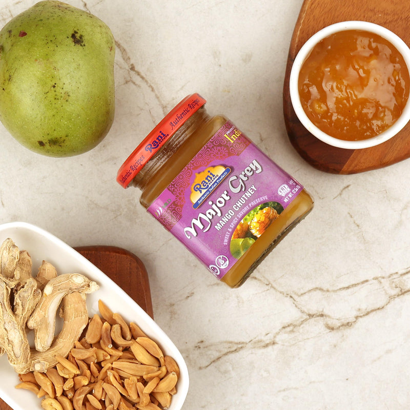 Rani Major Grey Mango Chutney (Indian Preserve) 12.3oz (350g) Glass Jar, Ready to eat, Vegan ~ Gluten Free, All Natural, NON-GMO, Kosher