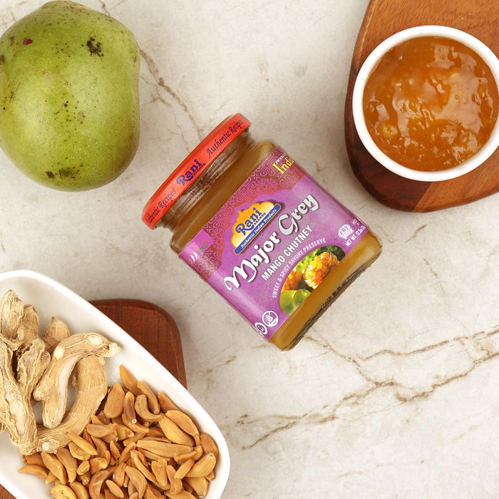 Rani Major Grey Mango Chutney (Indian Preserve) 12.3oz (350g) Glass Jar, Pack of 2, Ready to eat, Vegan ~ Gluten Free, All Natural, NON-GMO, Kosher