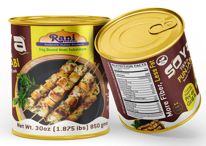 Rani Soya Tikka Punjabi 30oz (1.875lbs) 850g Ready for Cook ~ Easy Open Lid | All Natural | Vegan | No Colors | NON-GMO | Kosher | Indian Origin | Soy Based Meat Substitute