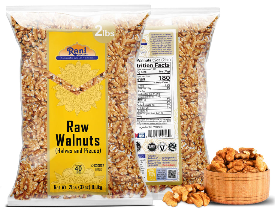 Rani Raw Walnuts, Halves and Pieces 32oz (2lbs)908g ~ All Natural | Vegan | Kosher | Gluten Friendly | Fresh Product of USA