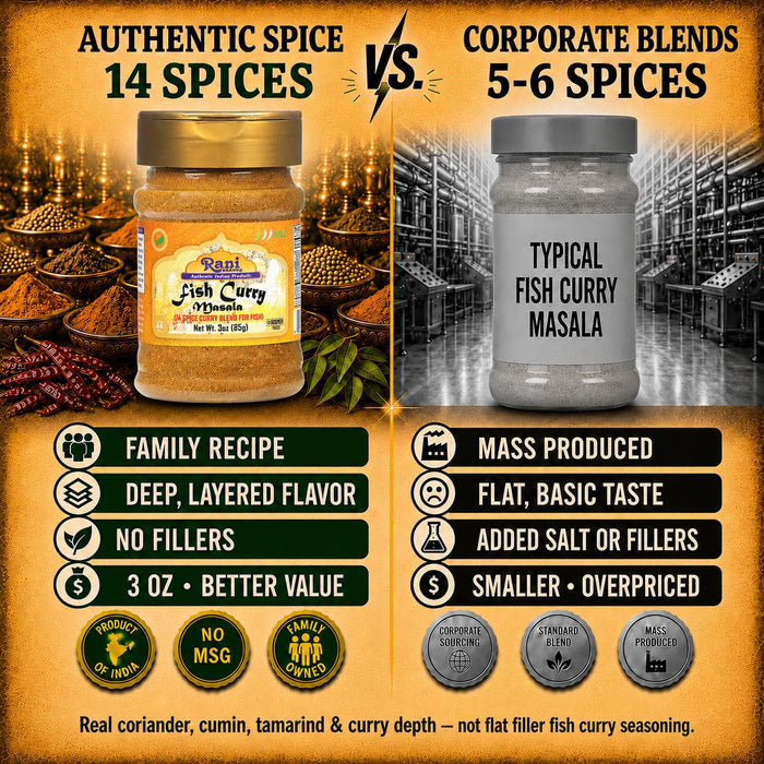 Rani Fish Curry Masala (14-Spice Curry Blend for Fish) 3oz (85g) PET Jar, Shaker Top ~ All Natural | Vegan | Kosher | Gluten Friendly | NON-GMO | Indian Origin