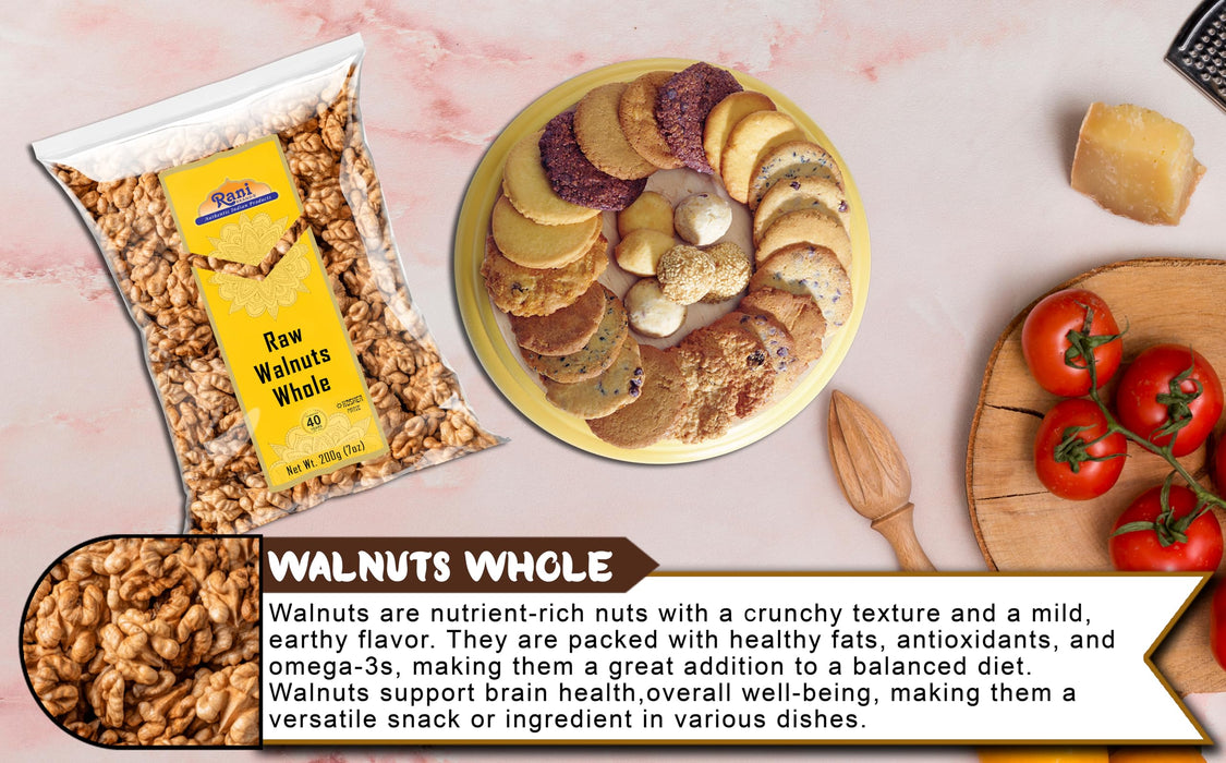 Rani Raw Walnuts, Whole 7oz (200g) ~ All Natural | Vegan | Kosher | Gluten Friendly | Fresh Product of USA