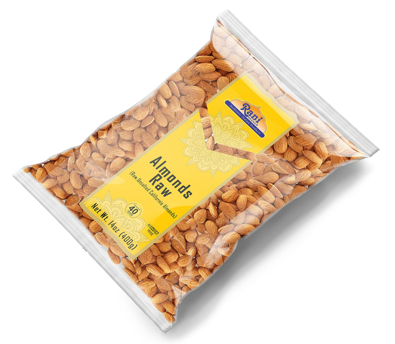 Rani Almonds, Raw Whole With Skin 14oz (400g) ~ All Natural | Vegan | Kosher | Gluten Friendly | Fresh Product of USA ~ California Shelled Almonds