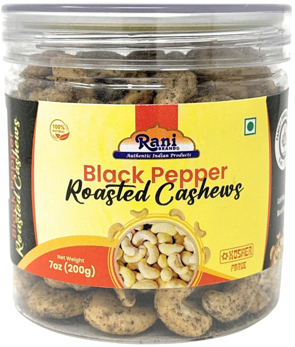 Rani Roasted Cashews Variety Pack (Salted, Black Pepper, Peri Peri) 7oz (200g) Pack of 3, PET Jar, Non-Fried, Oil Free ~ All Natural | Vegan | Gluten Friendly | NON-GMO | Kosher | Air Roasted