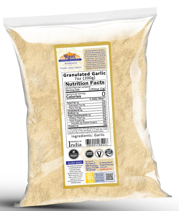 Rani Granulated Garlic (Coarse Ground Garlic) 7oz (200g) ~ All Natural | Gluten Friendly | Vegan | NON-GMO | Kosher | No Salt or fillers | Indian Origin
