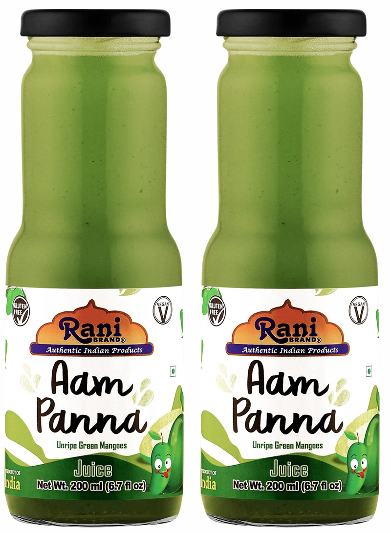 Rani Aam Panna 6.7 fl oz (200 ml) Glass Bottle, Pack of 2 ~ Indian Fruit Beverage | Vegan | Gluten Free | NON-GMO | Indian Origin