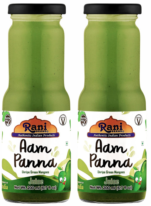 Rani Aam Panna 6.7 fl oz (200 ml) Glass Bottle, Pack of 2 ~ Indian Fruit Beverage | Vegan | Gluten Free | NON-GMO | Indian Origin