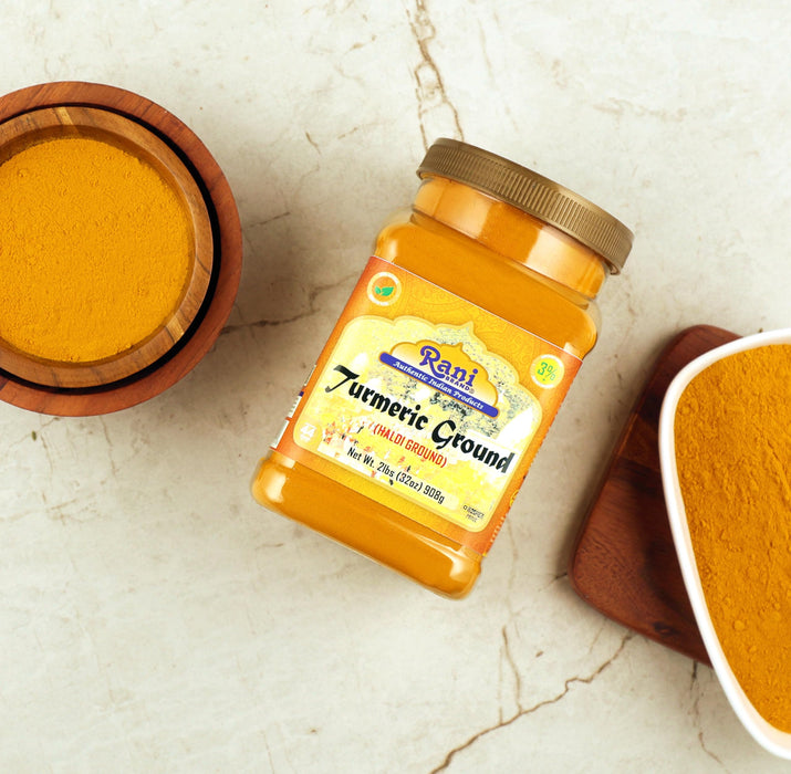 Rani Turmeric (Haldi) Root Powder Spice, (High Curcumin Content) 32oz (2lbs) 908g Bulk PET Jar ~ All Natural | 100% Pure, Salt Free | Vegan | Gluten Friendly | NON-GMO | Kosher | Indian Origin