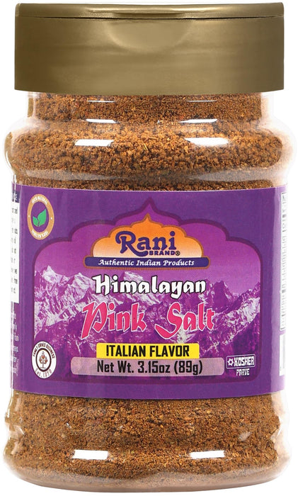 Rani Himalayan Pink Salt Italian Flavor (84 Essential Trace Minerals) 3.15oz (89g) PET Jar ~ All Natural | Vegan | Gluten Friendly | NON-GMO | Indian Origin
