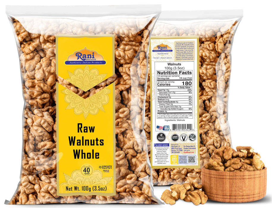 Rani Raw Walnuts, Whole 3.5oz (100g) ~ All Natural | Vegan | Kosher | Gluten Friendly | Fresh Product of USA