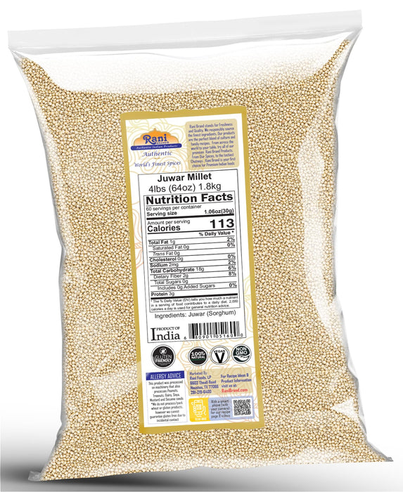Rani Juwar Millet (Sorghum) Whole Ancient Grain Seeds 64oz (4lbs) 1.81kg ~ All Natural | Gluten Friendly | NON-GMO | Kosher | Vegan | Indian Origin