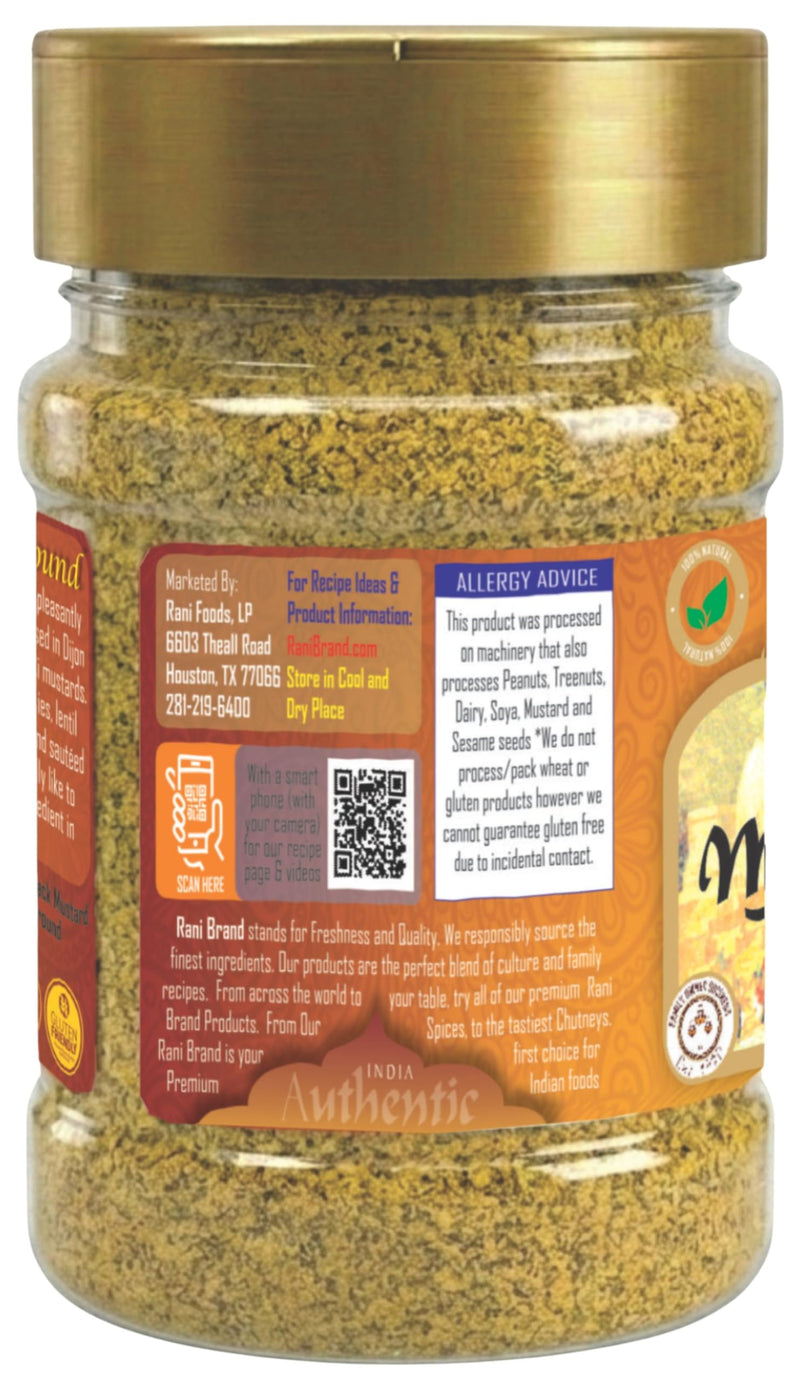 Rani Mustard Seeds Ground, Powder Spice (Rai Sarson) 3oz (85g) PET Jar ~ All Natural | Gluten Friendly | NON-GMO | Kosher | Vegan | Indian Origin