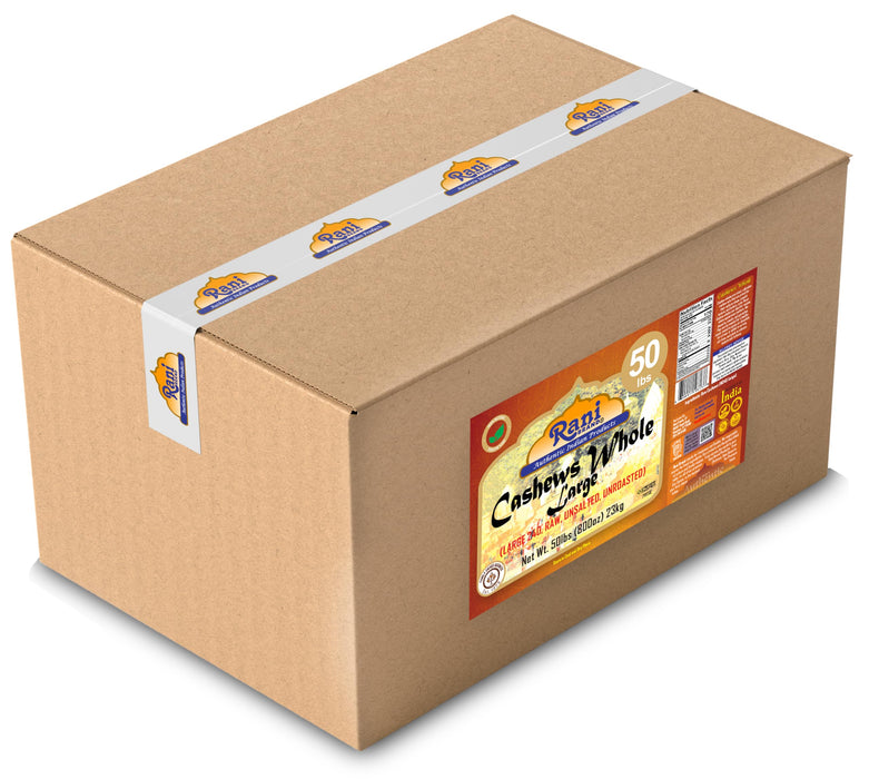 Rani Raw Cashews Whole W240 Large (uncooked, unsalted) 800oz (50lbs) 23kg Vacuum Packed, Bulk Box ~ All Natural, No Preservatives | Vegan | NON-GMO | Kosher | Gluten Friendly