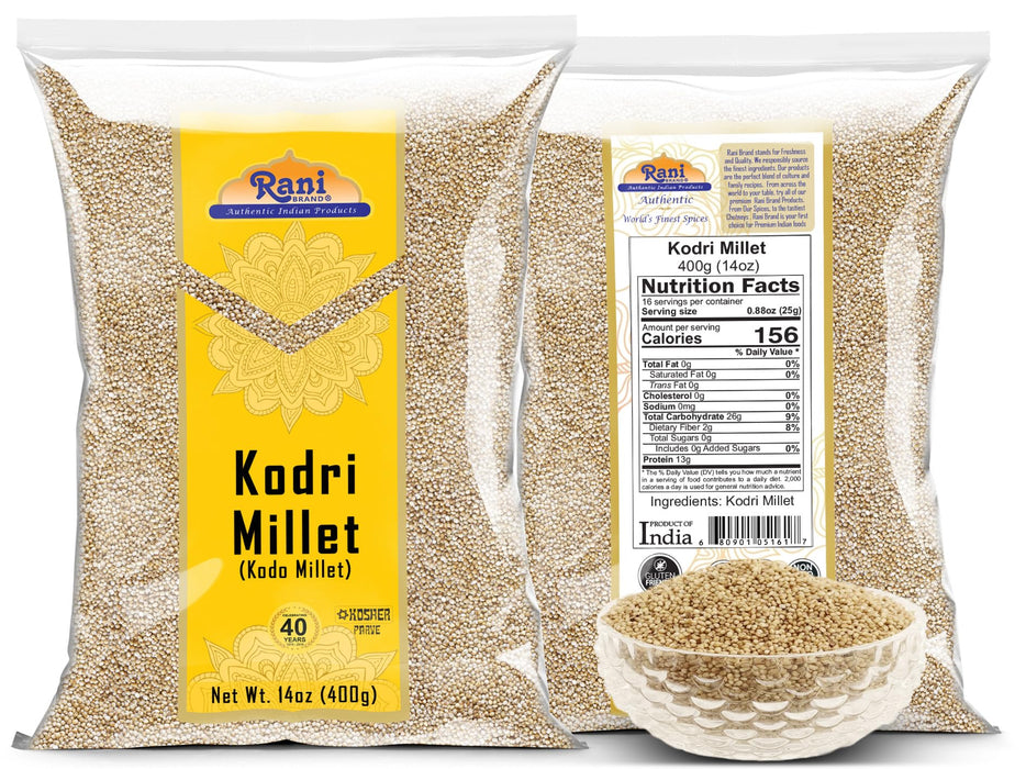 Rani Kodri (Polished Kodo Millet Seeds) Ancient Grains 400g (14oz) ~ All Natural | Gluten Friendly | NON-GMO | Kosher | Vegan | Indian Origin (Varagu / Kodra / Harka)