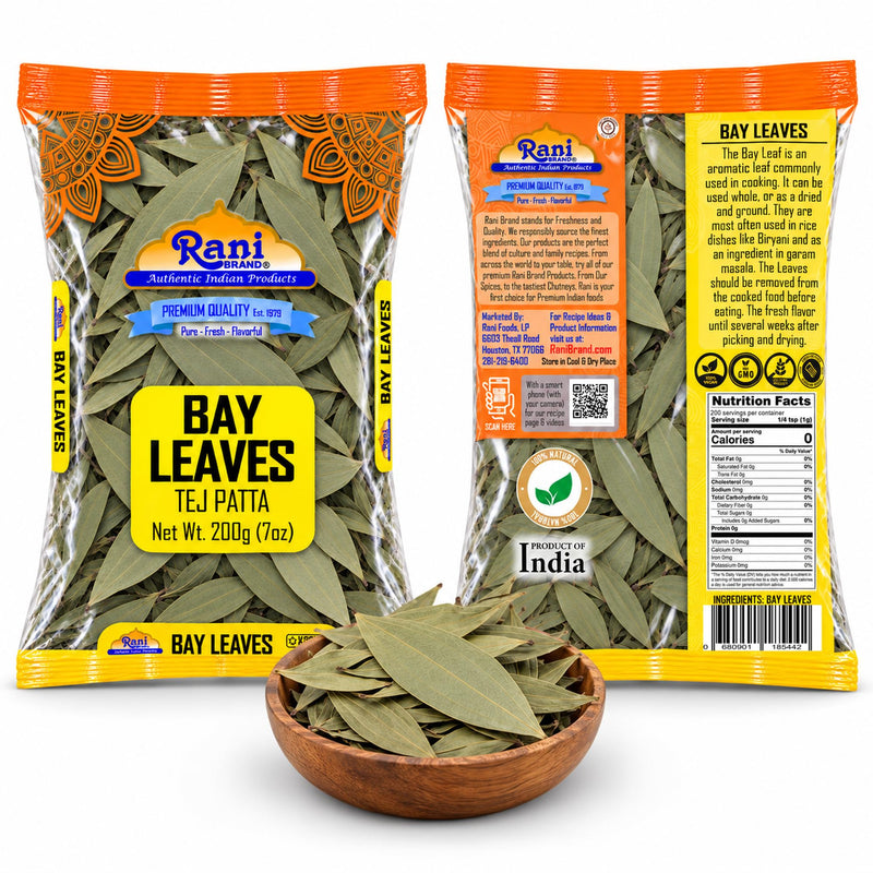 Rani Bay Leaf (Leaves) Whole Spice Hand Selected Extra Large 7oz (200g) ~ All Natural | Gluten Friendly | NON-GMO | Kosher | Vegan | Indian Origin (Tej Patta)