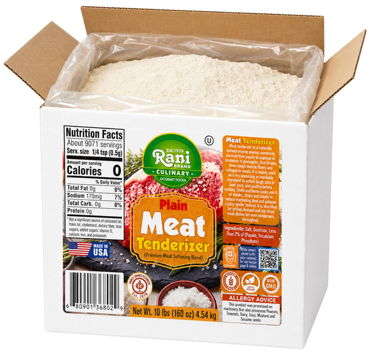 Rani Plain Meat Tenderizer (Premium Meat Softening Blend) 160oz (10lbs) 4.54kg Bulk Box ~ Gluten Free | NON-GMO | Kosher | Vegan | Product of USA