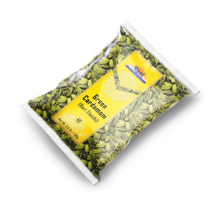 Rani Green Cardamom Pods Spice (Hari Elachi) 3.5oz (100g) ~ All Natural | Vegan | Gluten Friendly | NON-GMO | Kosher | Product of India
