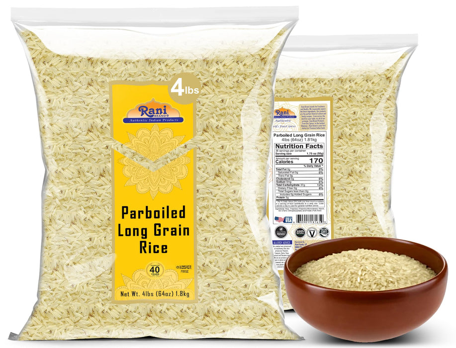 Rani Parboiled Long Grain Rice 64oz (4lbs) 1.81kg Bulk ~ All Natural | Gluten Friendly | Vegan | Non-GMO | Kosher | Product of USA