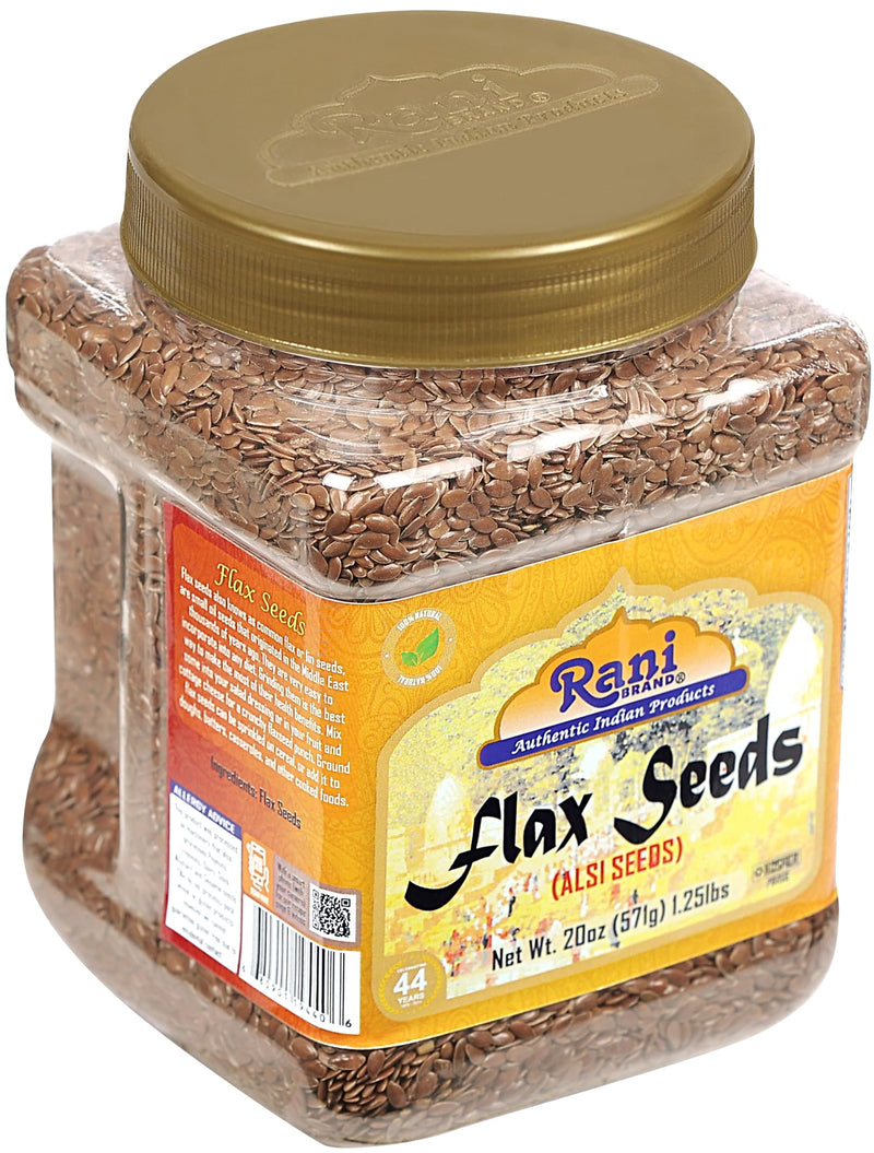 Rani Flax Seeds Whole Raw (Alsi, Linum usitatissimum) 20oz (1.25lbs) 567g PET Jar ~ All Natural | Gluten Friendly | Non-GMO | Vegan | Indian Origin