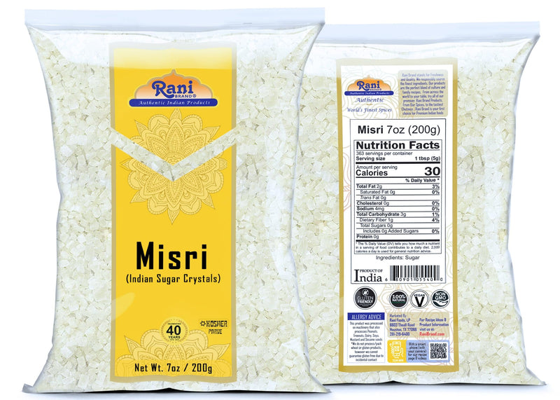 Rani Misri (Indian Sugar Crystals) 7oz (200g) ~ All Natural | Gluten Friendly | No Colors | Vegan | Kosher | Indian Origin