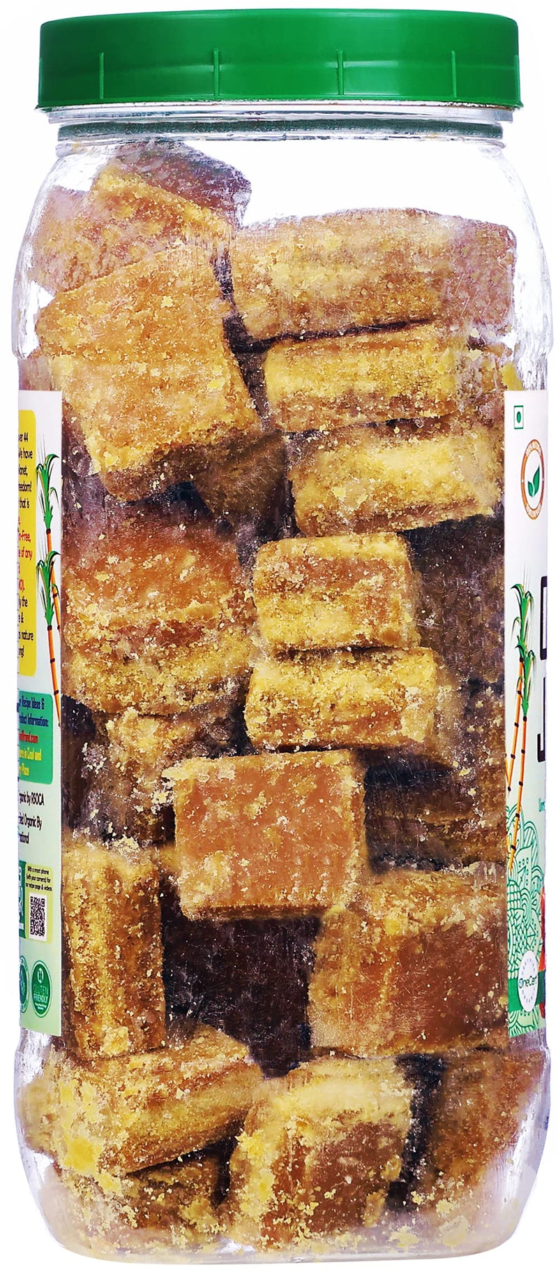Rani Organic Jaggery (Unrefined Evaporated Organic Sugar Cane Juice) 35oz (2.2lbs) 1kg PET Jar ~ Gluten Friendly | Vegan | NON-GMO | No Salt or fillers | Indian Product | USDA Certified Organic