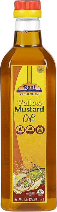 Rani Yellow Mustard Oil (Kachi Ghani) 33.8 Ounce (1 Liter) NON-GMO | Gluten Free | Kosher | Vegan | 100% Natural