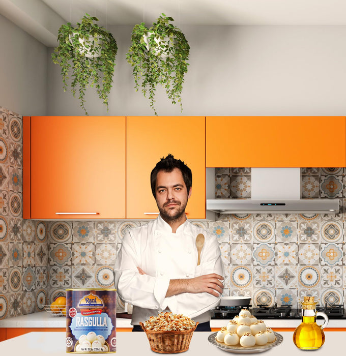 Rani Rasgulla (Cheese Curd Dumplings in Rose Flavor) 35.3oz (2.2lbs) 1kg, Approximately 14 pieces, Easy Open Lid ~ Ready to eat | Gluten Friendly | Vegan | Non-GMO | Kosher | Indian Origin