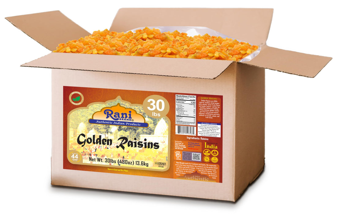 Rani Golden Raisins 480oz (30lbs) 13.6kg Bulk Box ~ All Natural | Gluten Friendly | NON-GMO | Kosher | Vegan | Product of USA