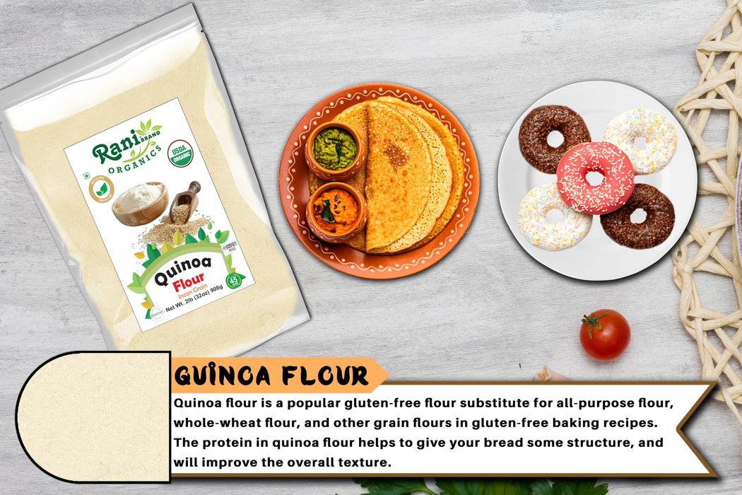 Rani Organic Quinoa Flour (Incan Grain) 32oz (2lbs) 908g ~ All Natural | Vegan | Gluten Friendly | NON-GMO | Kosher | Indian Origin | USDA Certified Organic