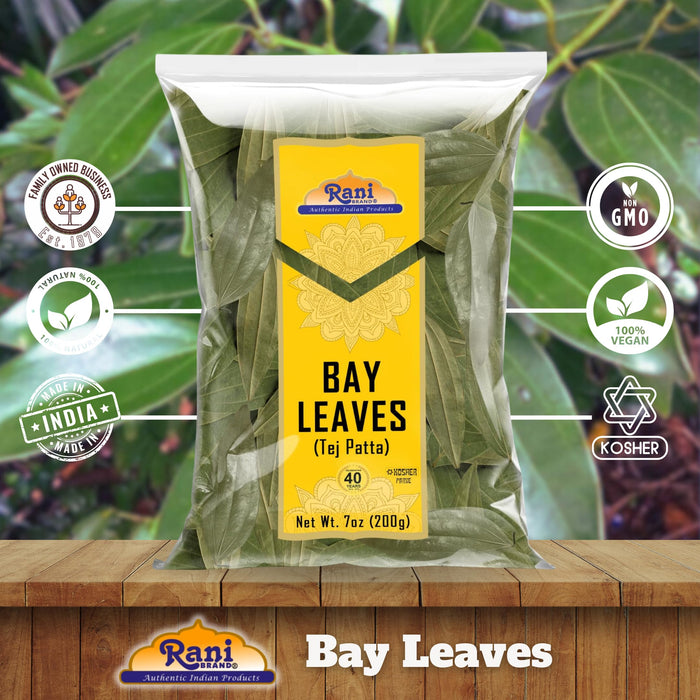 Rani Bay Leaf (Leaves) Whole Spice Hand Selected Extra Large 7oz (200g) ~ All Natural | Gluten Friendly | NON-GMO | Kosher | Vegan | Indian Origin (Tej Patta)