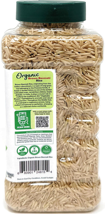 Rani Organic Brown Basmati Rice Extra Long Aged 28oz (1.75lbs) 800g PET Jar ~ All Natural | Gluten Friendly | Vegan | Indian Origin | Kosher | Export Quality | USDA Certified Organic