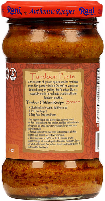 Rani Tandoori Paste (No Colors) 10.5oz (300g) Glass Jar ~ For Tandoori Chicken, Chicken Tikka, Paneer Tikka | All Natural | NON-GMO | Kosher | Vegan | Gluten Free | Indian Origin, Cooking Spice Paste