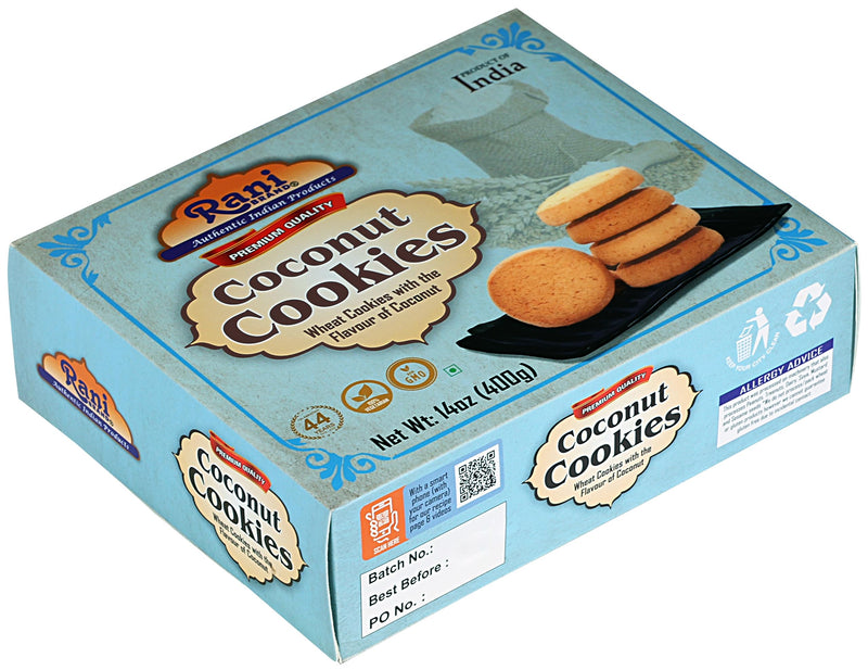 Rani Coconut Cookies (Wheat Cookies with the Flavor of Coconut) 14oz (400g) Pack of 3+1 FREE, Premium Quality Indian Cookies ~ Vegan | Non-GMO | Indian Origin