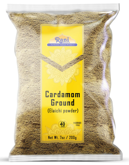 Rani Cardamom (Elachi) Ground, Powder Indian Spice 7oz (200g) ~ All Natural | No Color added | Gluten Friendly | Vegan | NON-GMO | Kosher | No Salt or fillers