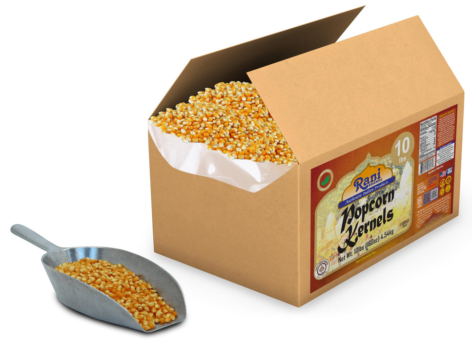 Rani Popcorn Kernels 160oz (10lbs) 4.54kg Bulk Box, Perfect for Stovetop, Microwave & Popcorn Machines ~ All Natural | Gluten Friendly | Vegan | NON-GMO | Kosher | Product of USA