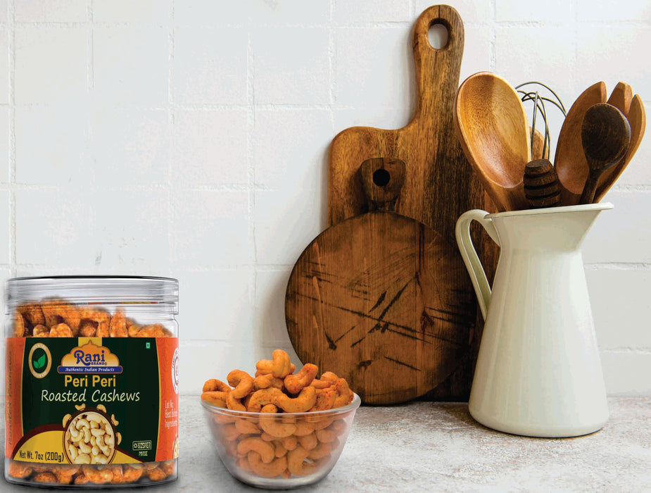 Rani Peri Peri Roasted Cashews 7oz (200g) PET Jar, Non-Fried, Oil Free ~ All Natural | Vegan | Gluten Friendly | NON-GMO | Kosher | Air Roasted, Crunchy & Flavorful