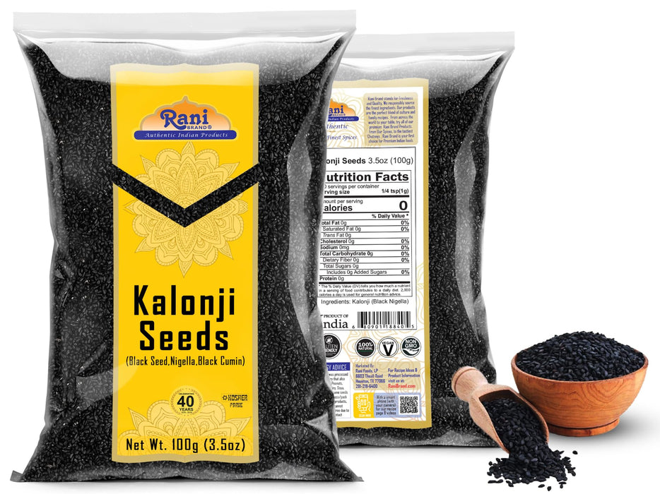 Rani Kalonji (Black Seed, Nigella Sativa, Black Cumin) Seeds 3.5oz (100g) All Natural ~ Gluten Friendly | NON-GMO | Kosher | Vegan | Indian Origin