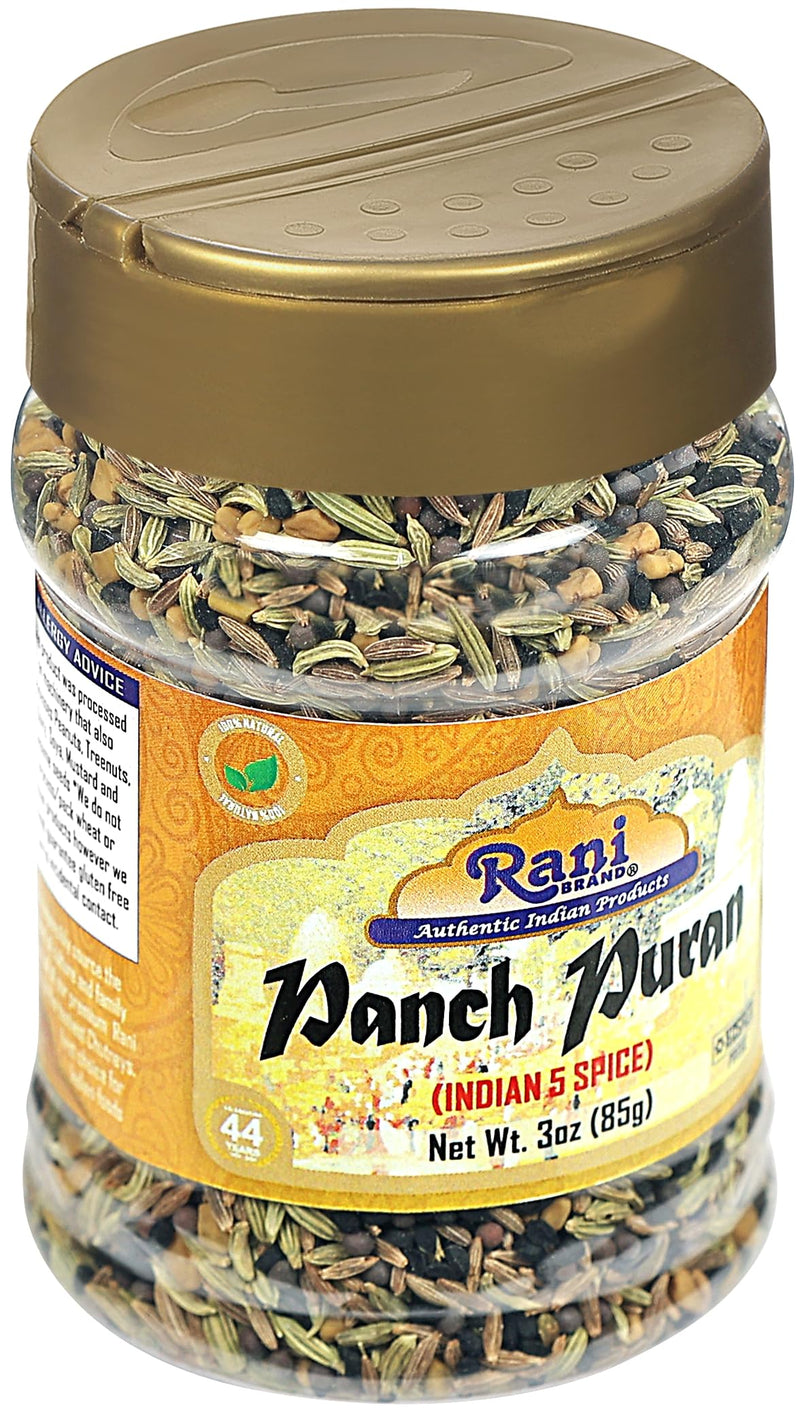 Rani Panch Puran (5 Spice) 3oz (85g) PET Jar ~ All Natural | Vegan | Gluten Friendly | NON-GMO | Kosher | Indian Origin (Equal Blend of Fenugreek, Mustard, Kalonji/Nigella, Fennel and Cumin)