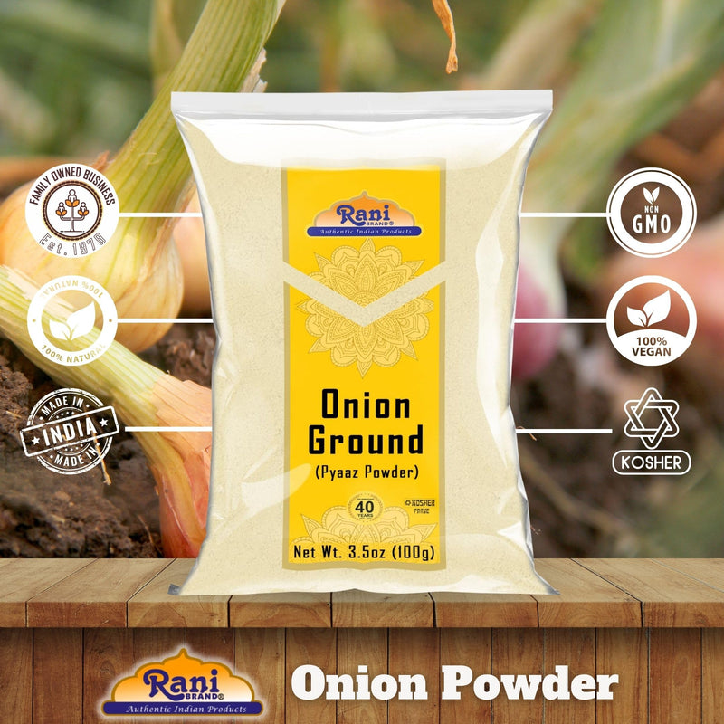 Rani Onion Powder (Pyaaz Powder) 3.5oz (100g) ~ All Natural | Gluten Friendly | Vegan | NON-GMO | Kosher | No Salt or fillers | Indian Origin