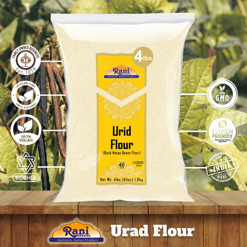 Rani Urid/Urad Flour (Black Matpe Beans Flour) 64oz (4lbs) 1.81kg Bulk ~ All Natural | Vegan | Gluten Friendly | NON-GMO | Kosher | Indian Origin