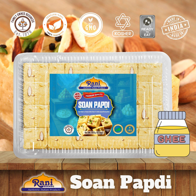 Rani Soan Papdi 17.5oz (500g) PET Jar, Traditional Indian Sweets, Ready to eat ~ All Natural | Non-GMO | Kosher | Indian Origin